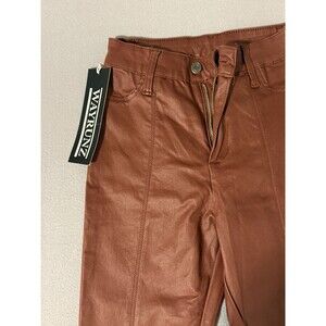 top trends Women’s Brown Leather Slim Fit Pants Size 3 NWT